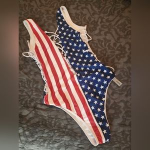 American Flag cutout one piece swimsuit